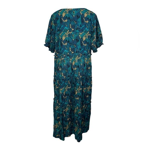 YesNo maxi dress plus size 3XL muumuu fall casual short sleeve tiered cotton -5 - Picture 4 of 7